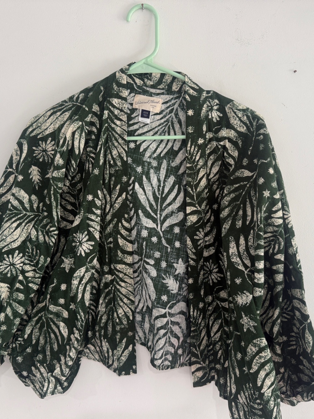 Universal Thread Dark Green Botanical Open Beach Blazer